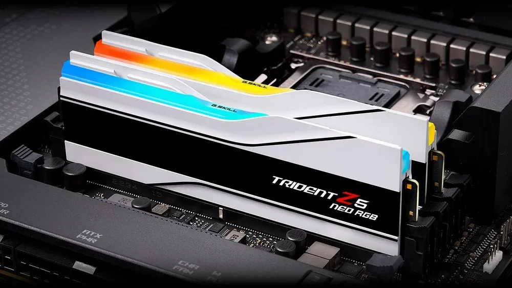 Memory installed on a motherboard